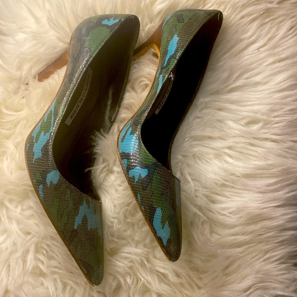 Manolo Blahnik Heel Military Green Camouflage